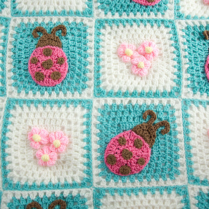 Red Heart Bugs and Blooms Crochet Blanket Crochet Blanket made in Red Heart Super Saver Yarn