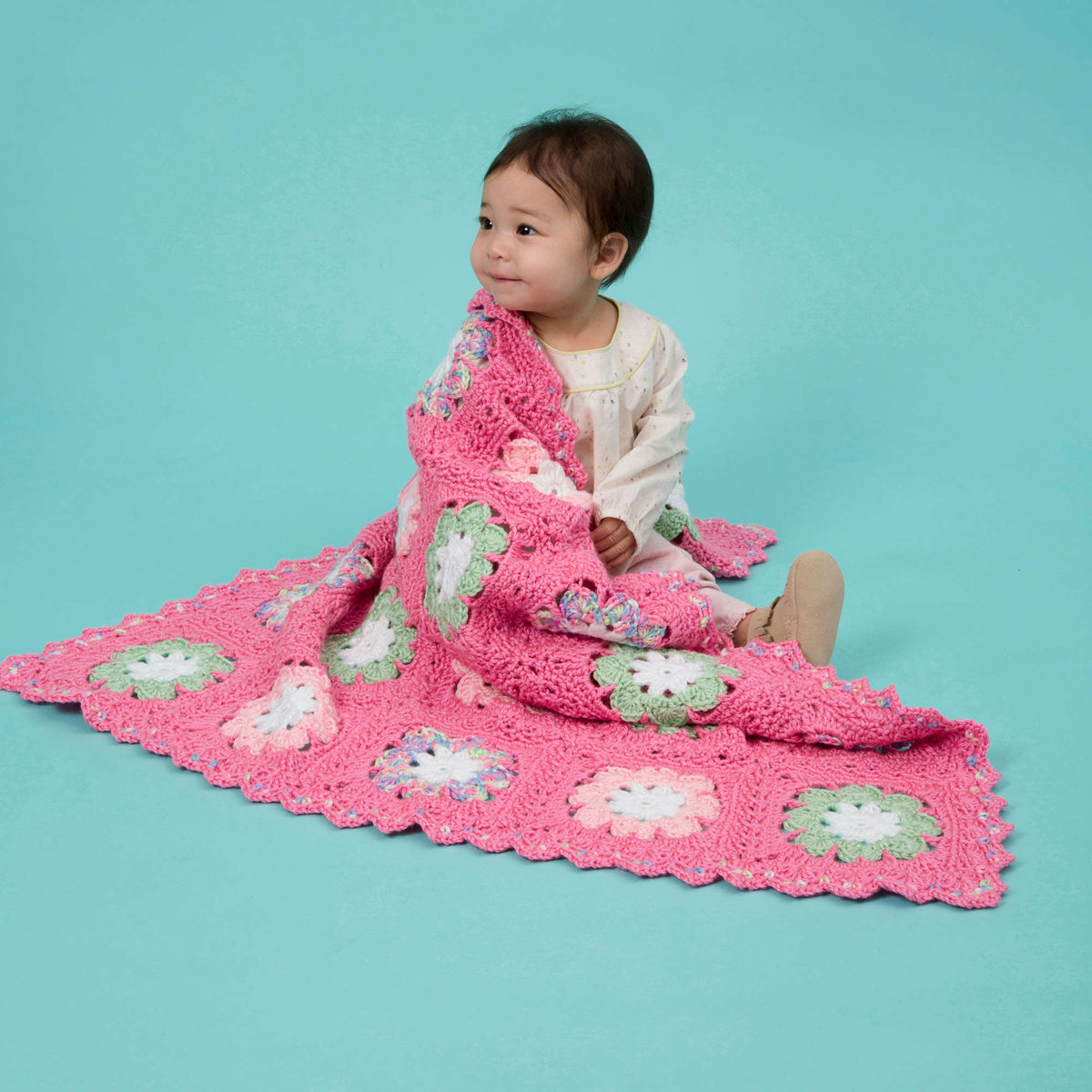 Crochet Blanket made in Red Heart Soft Baby Steps Yarn