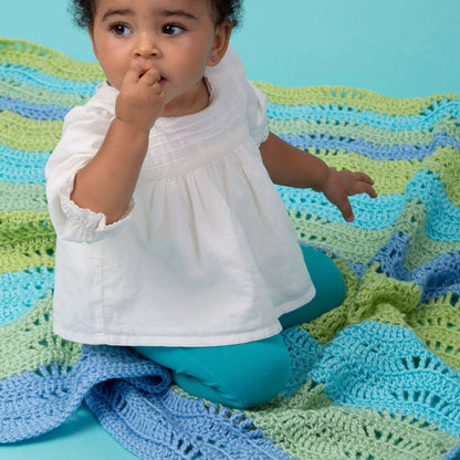Red Heart Crochet Cool Breeze Baby Ripple Blanket Crochet Blanket made in Red Heart Soft Baby Steps Yarn