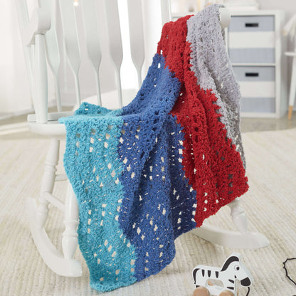Red Heart One-Ball Gentle Ripple Crochet Baby Blanket Crochet Blanket made in Red Heart Fleece Hugs Yarn