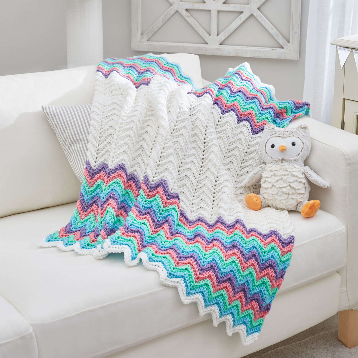 Crochet Blanket made in Red Heart Baby Hugs Medium Yarn