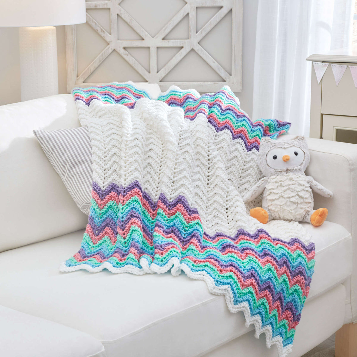 Crochet Blanket made in Red Heart Baby Hugs Medium Yarn