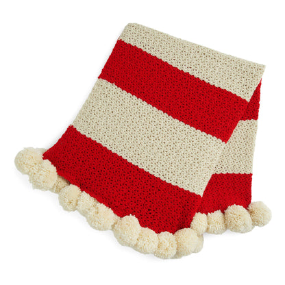 Red Heart Peppermint and Pompoms Crochet Throw Single Size