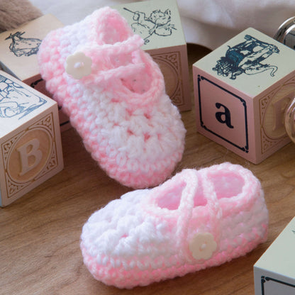 Red Heart Crochet Two-Color Baby Booties Crochet Booties made in Red Heart Baby Hugs Light Yarn