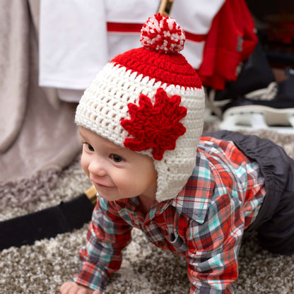 Red Heart Crochet Maple Leaf Earflap Hat Crochet Hat made in Red Heart Super Saver Yarn