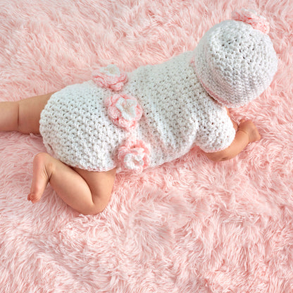 Red Heart Crochet Floral Onesie & Hat Crochet Hat made in Red Heart Baby Hugs Light Yarn