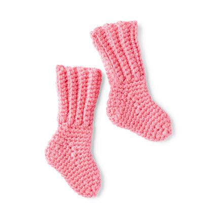 Red Heart Crochet Baby Socks Pink
