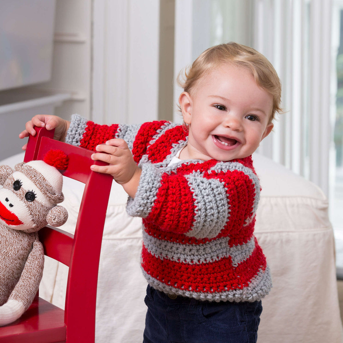 Crochet Sweater made in Red Heart Team Spirit Yarn