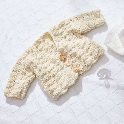 Red Heart Sweet Shell Crochet Cardigan Crochet Cardigan made in Red Heart Baby Hugs Medium Yarn