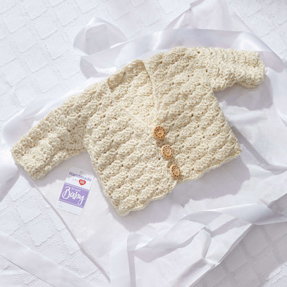 Red Heart Sweet Shell Crochet Cardigan Crochet Cardigan made in Red Heart Baby Hugs Medium Yarn