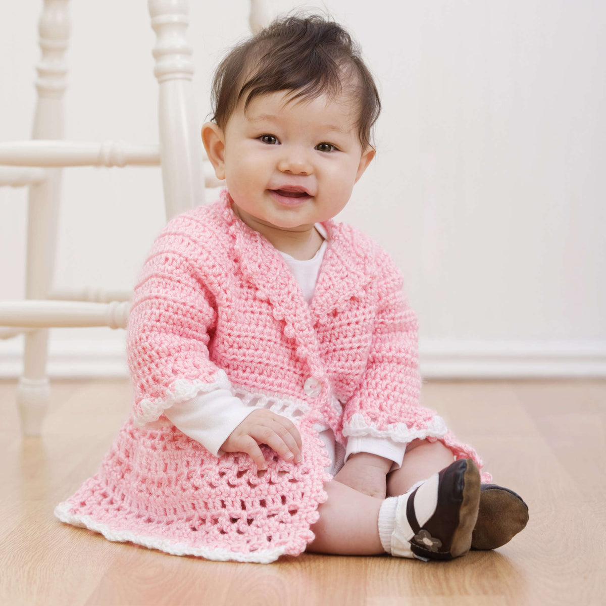 Crochet Jacket made in Red Heart Soft Baby Steps Yarn