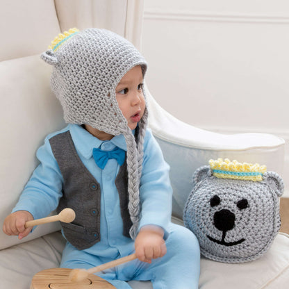 Red Heart Crochet Prince Bear Pillow and Hat Crochet Hat made in Red Heart Soft Baby Steps Yarn