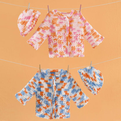 Red Heart Crochet Twin Sweater Set Crochet Set made in Red Heart Baby TLC Yarn