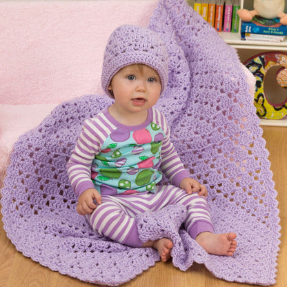 Red Heart One Ball Crochet Baby Blanket and Hat Crochet Blanket made in Red Heart Baby Blankie Yarn