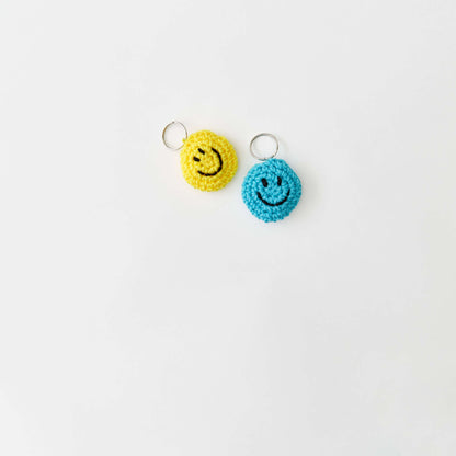 Red Heart Crochet Smiley Emoticon Key Chain Crochet Key Chain made in Red Heart Super Saver Yarn