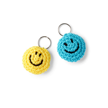 Red Heart Crochet Smiley Emoticon Key Chain Crochet Key Chain made in Red Heart Super Saver Yarn