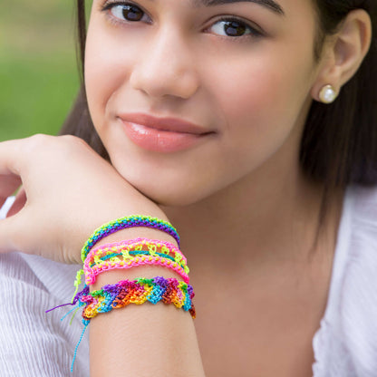 Red Heart Trio of Crochet Friendship Bracelets Crochet Bracelet made in Red Heart Sizzle Yarn