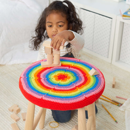 Red Heart Crochet Rainbow Burst Stool Cover Single Size