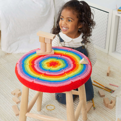 Red Heart Crochet Rainbow Burst Stool Cover Single Size