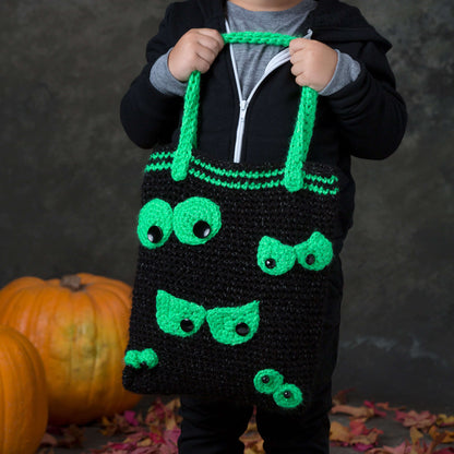 Red Heart Crochet Creepy Eyes Bag Crochet Bag made in Red Heart Reflective Yarn