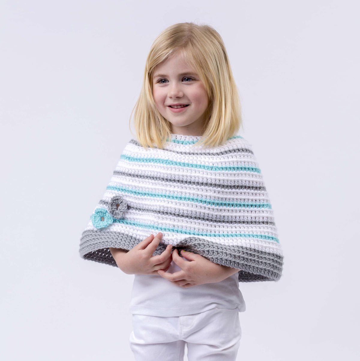 Crochet Poncho made in Red Heart Baby Hugs Medium Yarn