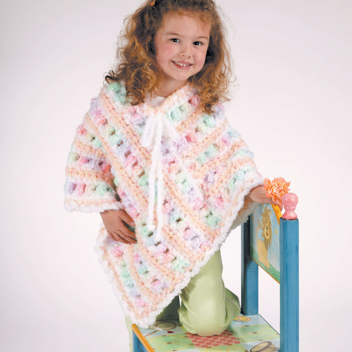 Crochet Poncho made in Red Heart Baby Clouds Yarn