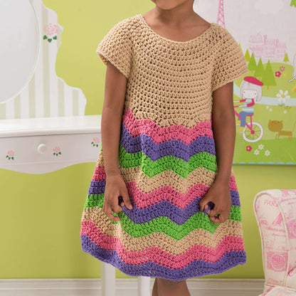 Red Heart Crochet Child's Chevron Dress Crochet Dress made in Red Heart Super Saver Yarn