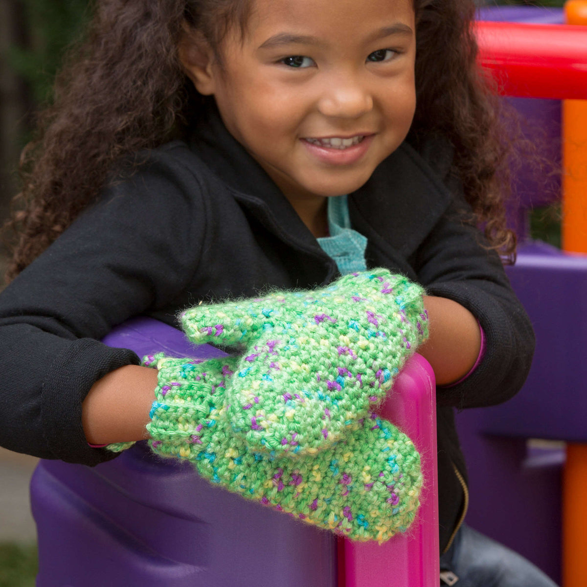 Crochet Mittens made in Red Heart Gumdrop Yarn