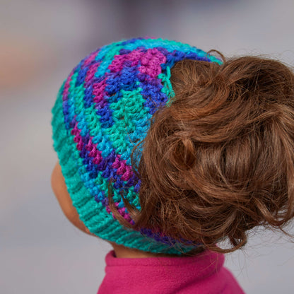 Red Heart Messy Bun Crochet Hat Crochet Hat made in Red Heart With Love Yarn