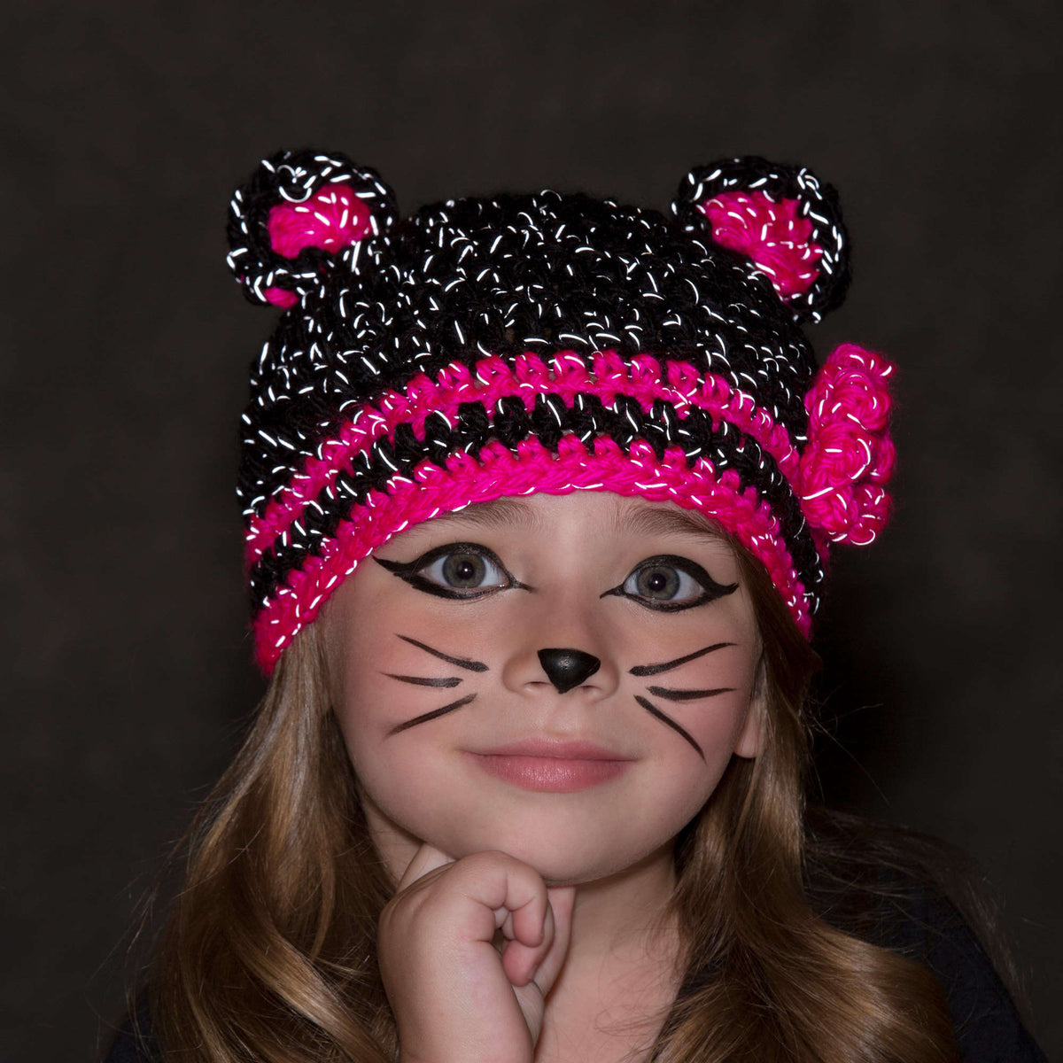 Crochet Hat made in Red Heart Reflective Yarn
