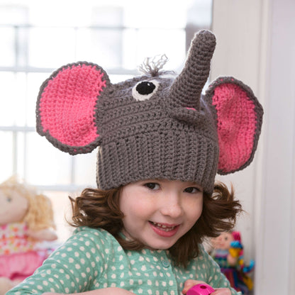 Red Heart Crochet Elephant Hat Crochet Hat made in Red Heart With Love Yarn