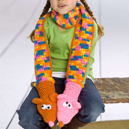 Red Heart Crochet Childs' Puppet Scarf Crochet Scarf made in Red Heart Sport Yarn