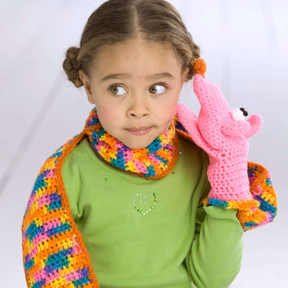 Red Heart Crochet Childs' Puppet Scarf Crochet Scarf made in Red Heart Sport Yarn