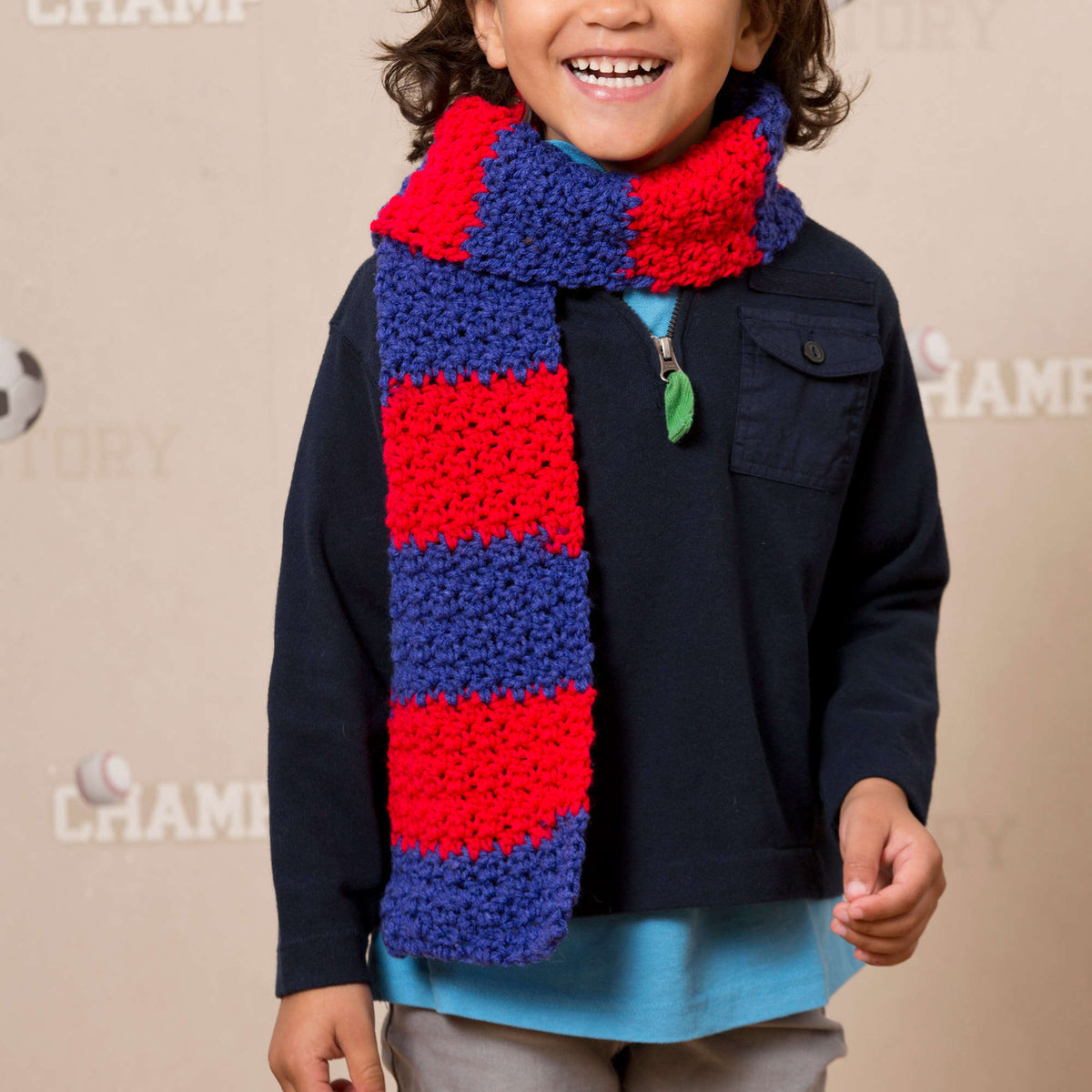 Red Heart Sports Fever Scarf Pattern Tutorial Image