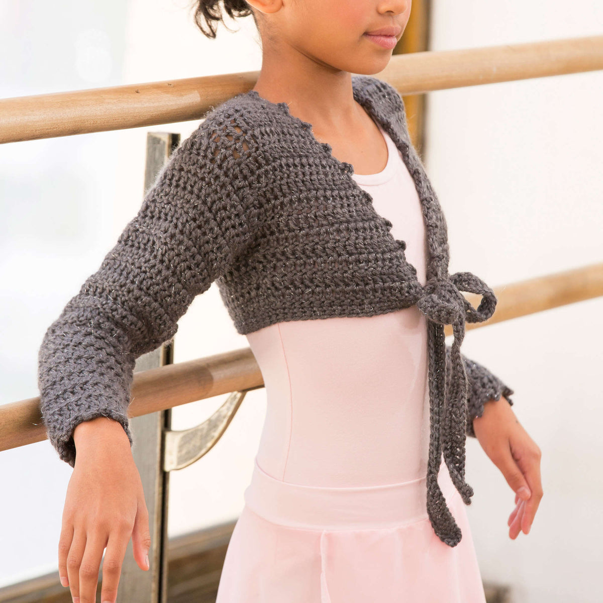 Crochet Shrug made in Red Heart Sparkle Soft Yarn