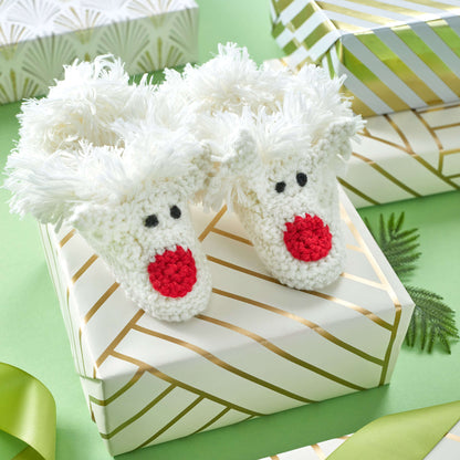 Red Heart Crochet Happy Kids Reindeer Slippers Crochet Slippers made in Red Heart With Love Yarn