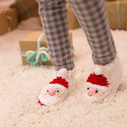 Red Heart Crochet Child's Santa Slippers Crochet Slippers made in Red Heart Super Saver Yarn