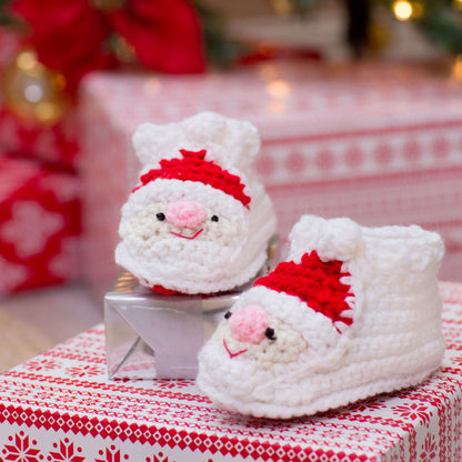 Red Heart Crochet Child's Santa Slippers Crochet Slippers made in Red Heart Super Saver Yarn