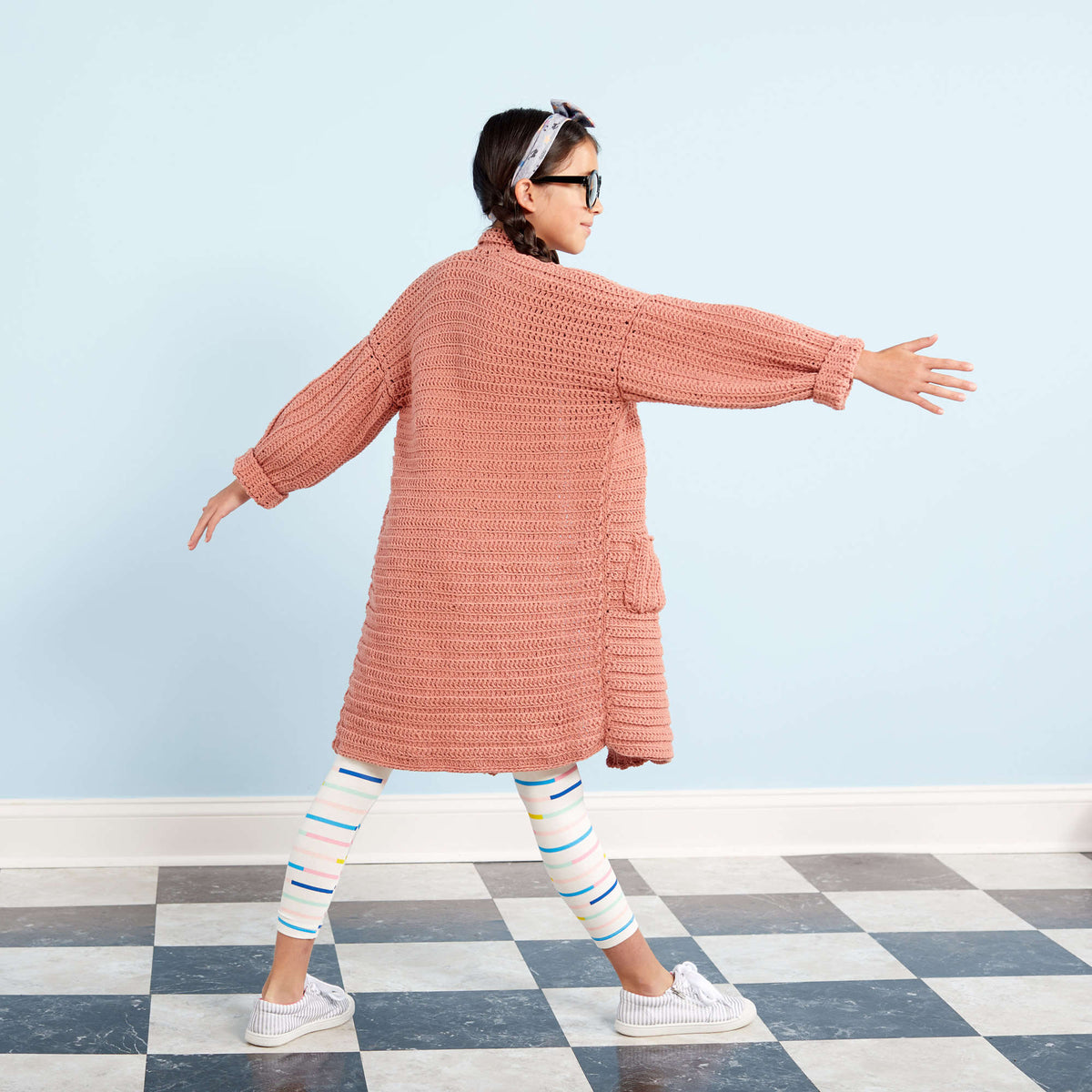 Crochet Cardigan made in Red Heart Amore Yarn
