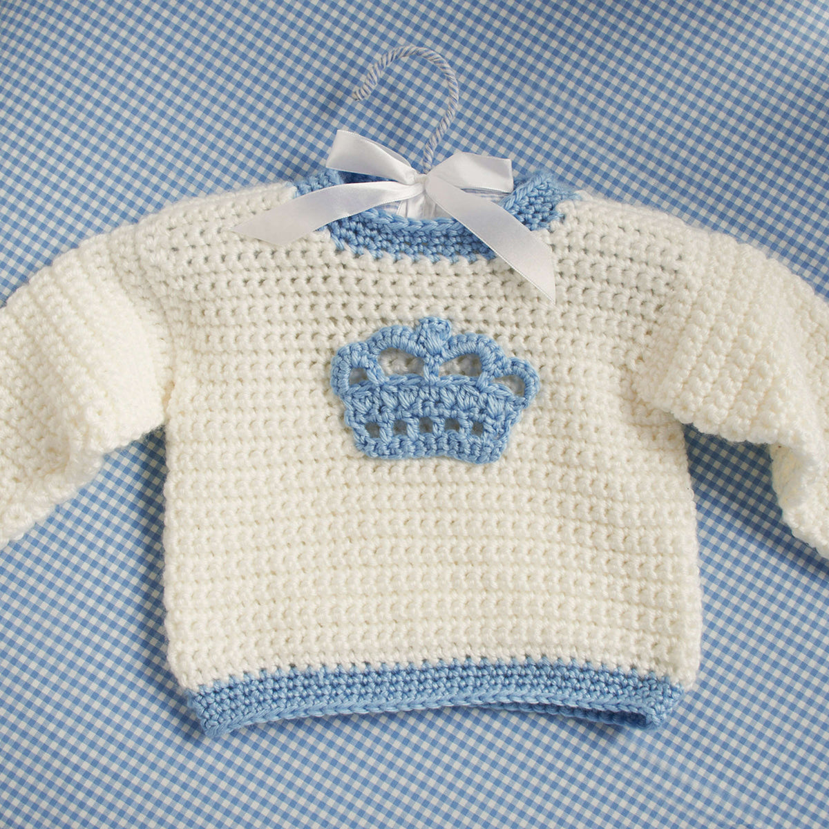 Crochet Sweater made in Red Heart Soft Baby Steps Yarn