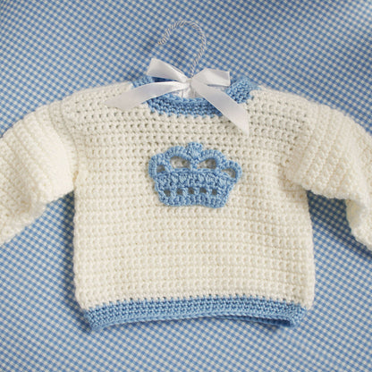 Red Heart Crochet Little Prince Crown Sweater Crochet Sweater made in Red Heart Soft Baby Steps Yarn