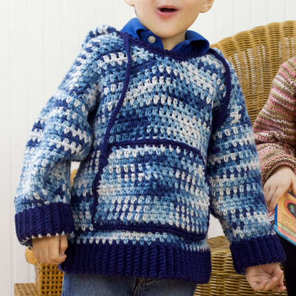 Red Heart Crochet Child's Hooded Sweatshirt Crochet Sweatshirt made in Red Heart Super Saver Yarn