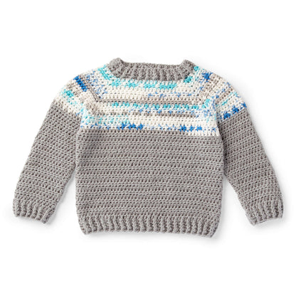 Red Heart Crochet Boy's Fair Isle Pullover Crochet Pullover made in Red Heart Yarn