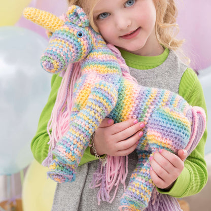 Red Heart Crochet Enchanting Unicorn Crochet Toy made in Red Heart Yarn