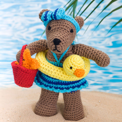 Red Heart Crochet Beach Bear Rita Crochet Toy made in Red Heart Yarn