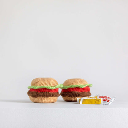 Red Heart Tasty Crochet Hamburgers Crochet Toy made in Red Heart Amigurumi Yarn