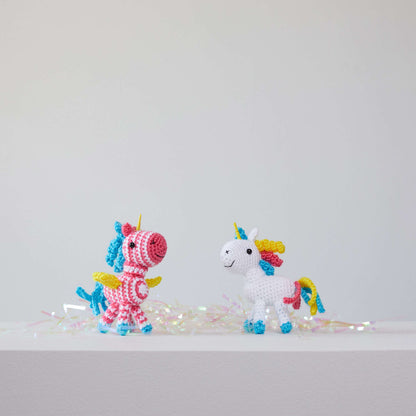 Red Heart Sparkle and Shimmer Crochet Unicorn Crochet Toy made in Red Heart Yarn