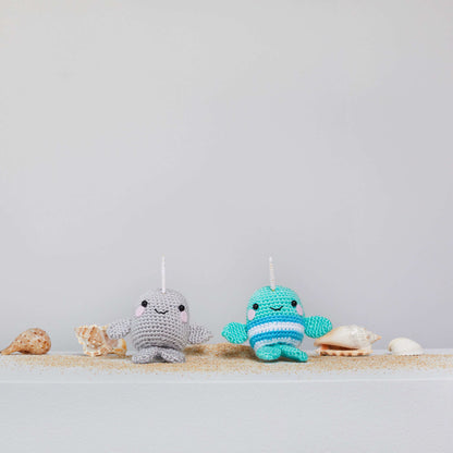 Red Heart Ned and Norman Crochet Narwhal Crochet Toy made in Red Heart Yarn