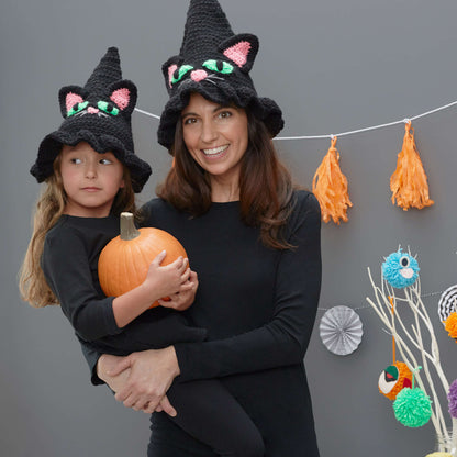 Red Heart Crochet Witchy Cat Hat Crochet Costume made in Red Heart Super Saver Yarn