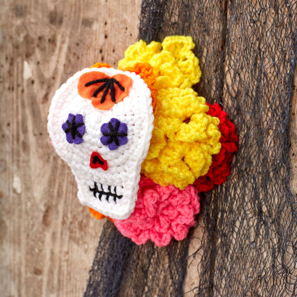 Red Heart Crochet Sugar Skull Child's Headpiece Crochet Headpiece made in Red Heart Yarn